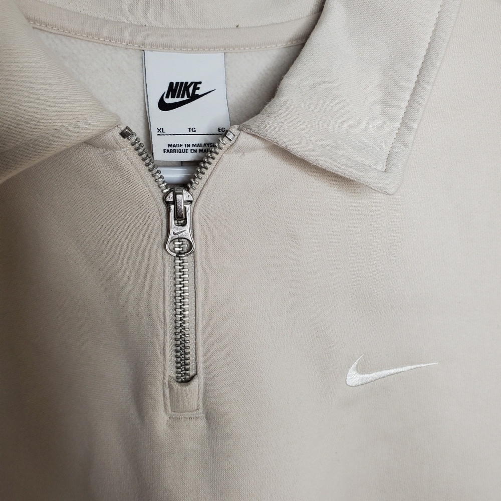 Nike Sportswear Phoenix Fleece Oversized Polo Sweatshirt Cream - Picture 8 of 9
